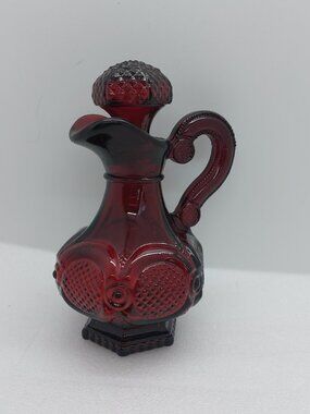 Vintage Avon Ruby Red Cape Cod 1876 Collection Glass Cruet With Stopper